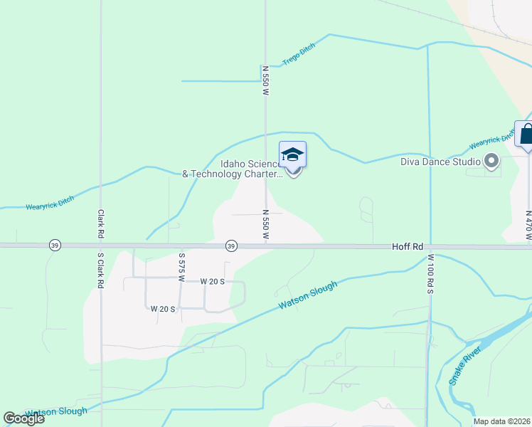 map of restaurants, bars, coffee shops, grocery stores, and more near 10 North 550 West in Blackfoot