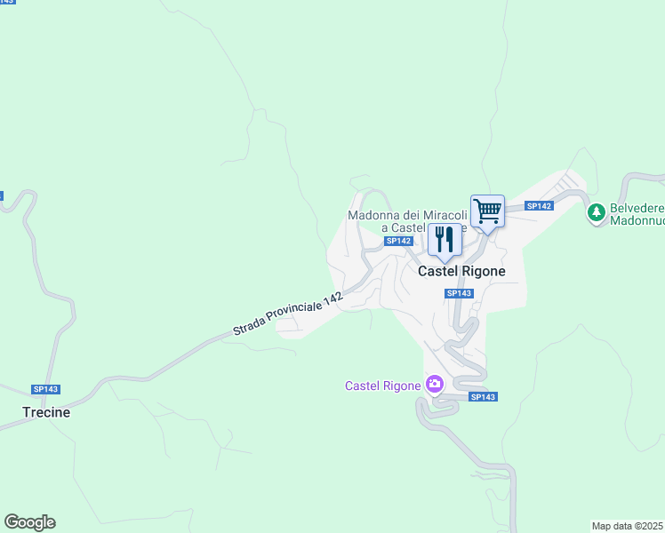 map of restaurants, bars, coffee shops, grocery stores, and more near 8 Via dei Cespugli in Castel Rigone