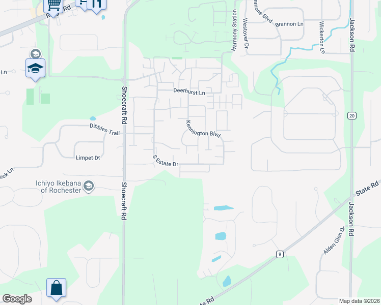 map of restaurants, bars, coffee shops, grocery stores, and more near 386 Lenora Lane in Webster