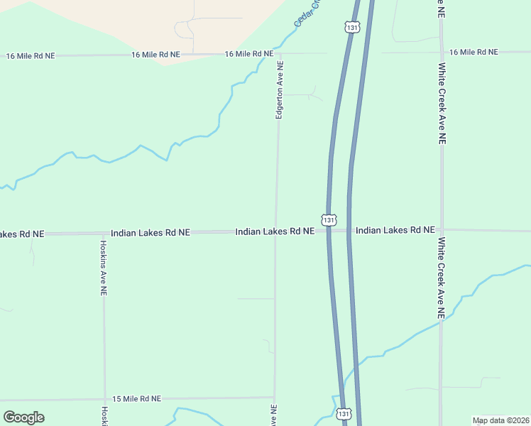 map of restaurants, bars, coffee shops, grocery stores, and more near 3581 Indian Lakes Road Northeast in Cedar Springs