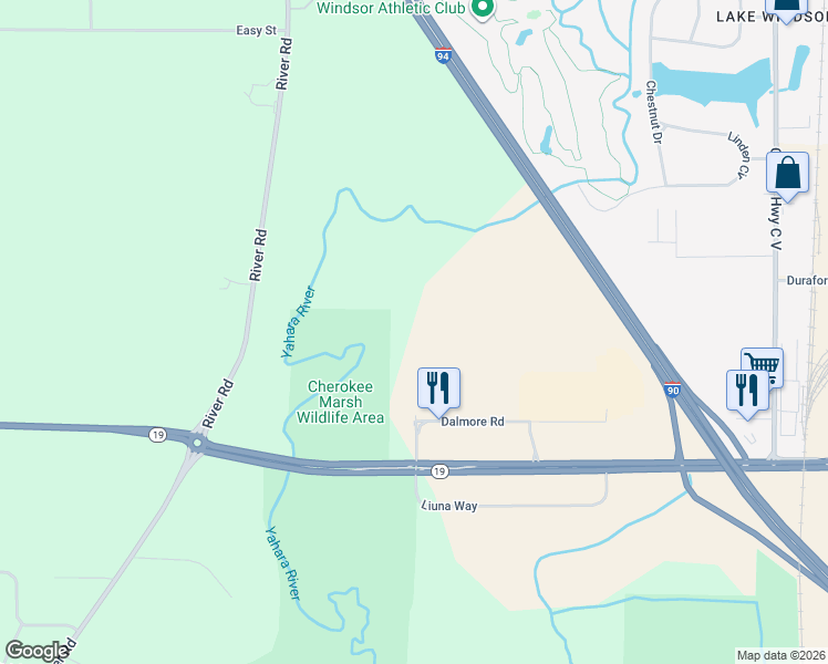 map of restaurants, bars, coffee shops, grocery stores, and more near 4684 Wisconsin 19 in Dane County