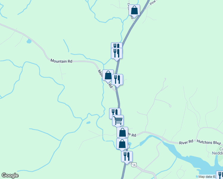 map of restaurants, bars, coffee shops, grocery stores, and more near 3 Mountain Road in York