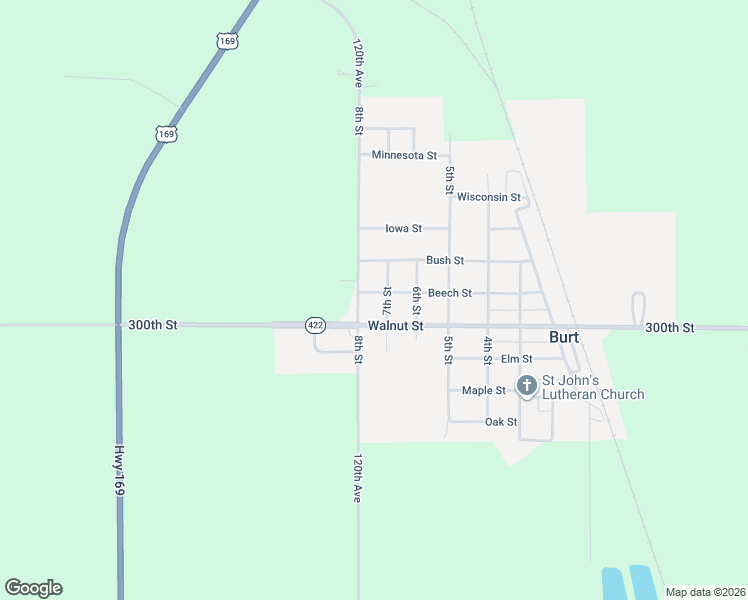 map of restaurants, bars, coffee shops, grocery stores, and more near 701 Beech Street in Burt