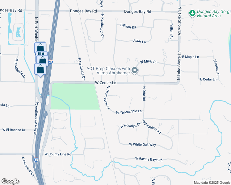 map of restaurants, bars, coffee shops, grocery stores, and more near 428 West Appletree Court in Mequon