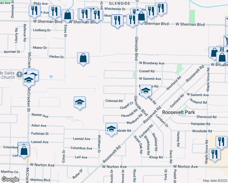 map of restaurants, bars, coffee shops, grocery stores, and more near 1522 Greenwich Road in Muskegon