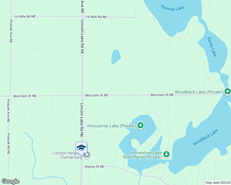 map of restaurants, bars, coffee shops, grocery stores, and more near 12999 Macclain Street Northeast in Gowen