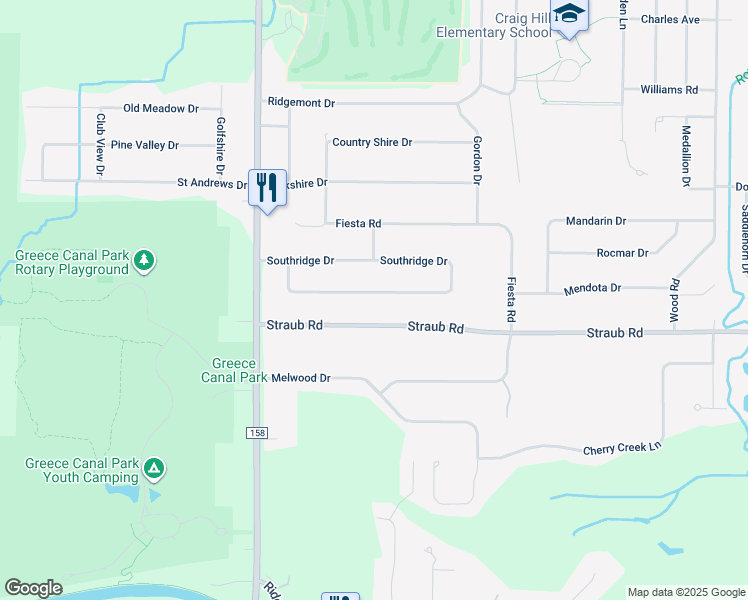 map of restaurants, bars, coffee shops, grocery stores, and more near 274 Straub Road in Rochester
