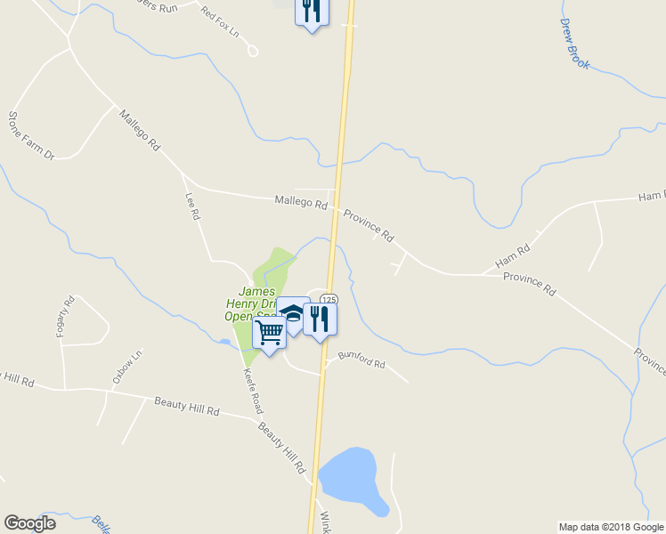 map of restaurants, bars, coffee shops, grocery stores, and more near 711 Calef Highway in Barrington