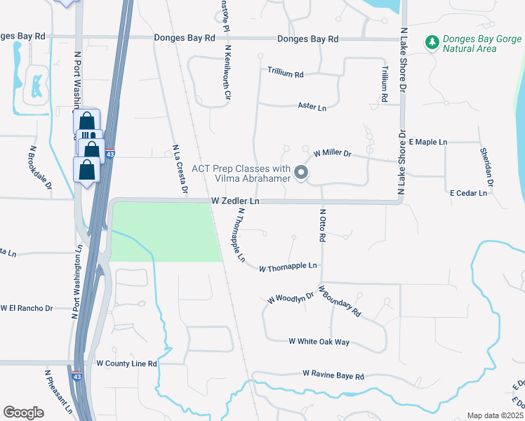 map of restaurants, bars, coffee shops, grocery stores, and more near 428 West Appletree Court in Mequon