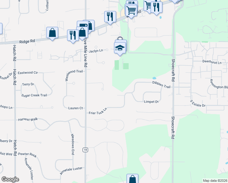 map of restaurants, bars, coffee shops, grocery stores, and more near 930 Friar Tuck Lane in Webster
