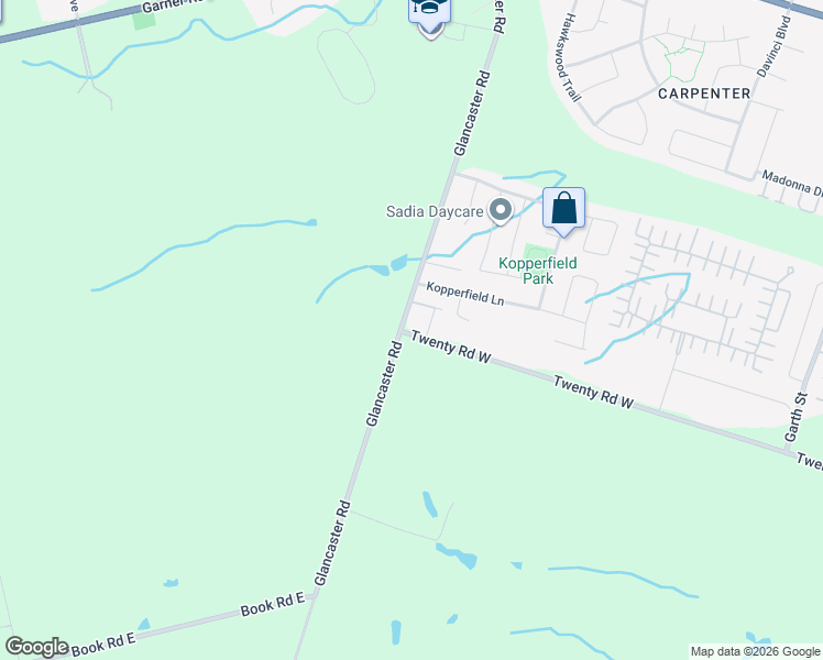 map of restaurants, bars, coffee shops, grocery stores, and more near 414 Glancaster Road in Hamilton