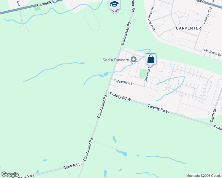 map of restaurants, bars, coffee shops, grocery stores, and more near 377 Glancaster Road in Hamilton