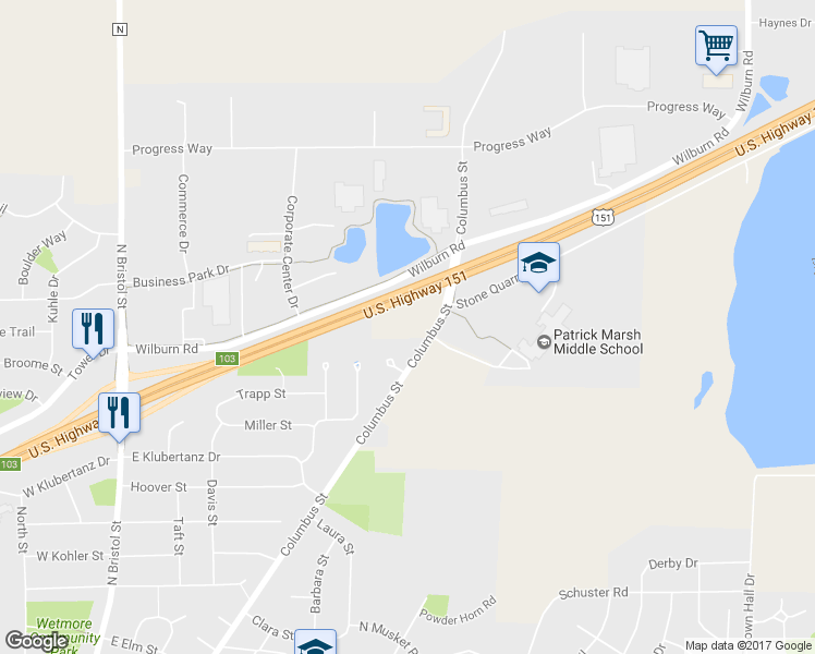map of restaurants, bars, coffee shops, grocery stores, and more near 2000 Columbus Street in Sun Prairie