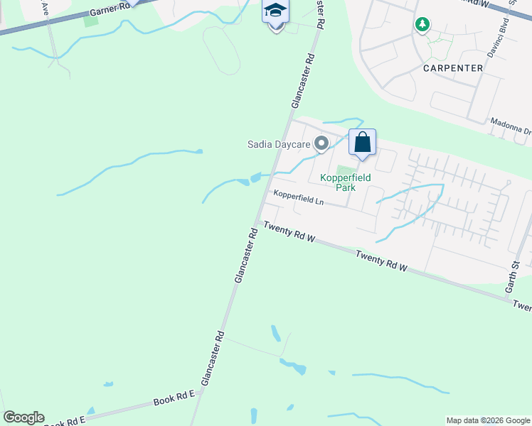 map of restaurants, bars, coffee shops, grocery stores, and more near 377 Glancaster Road in Hamilton