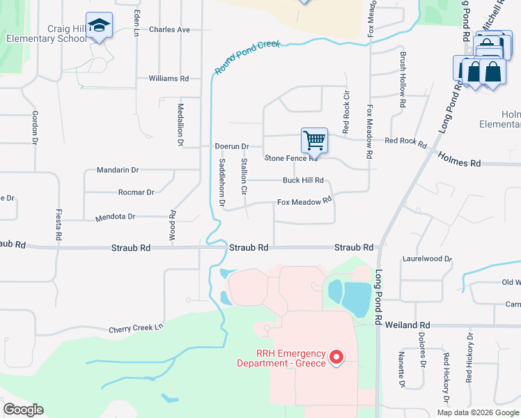 map of restaurants, bars, coffee shops, grocery stores, and more near 34 Saddlehorn Drive in Rochester