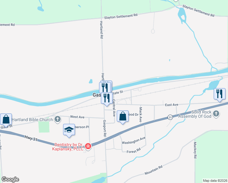 map of restaurants, bars, coffee shops, grocery stores, and more near 8407 Telegraph Rd in Gasport