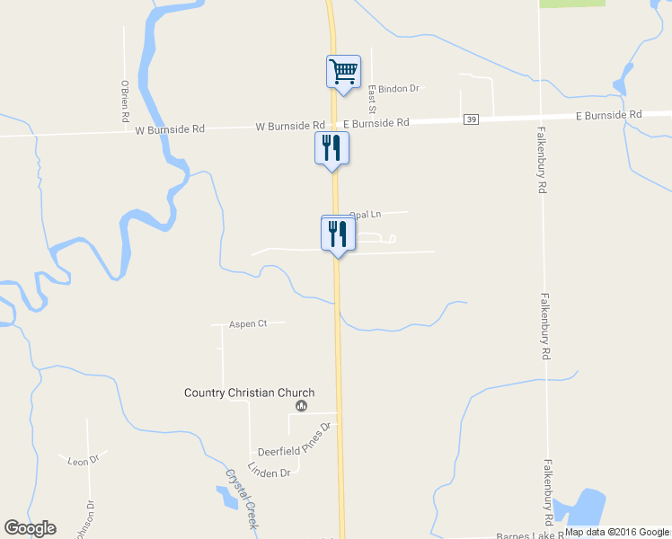 map of restaurants, bars, coffee shops, grocery stores, and more near 5821 North Lapeer Road in North Branch