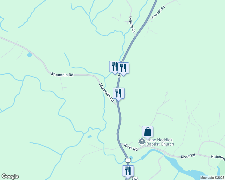 map of restaurants, bars, coffee shops, grocery stores, and more near 1376 U.S. 1 in York