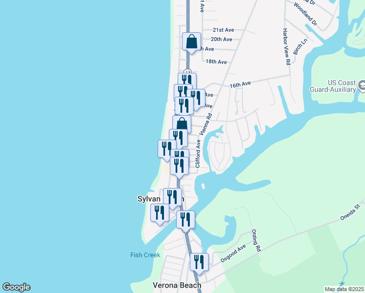 map of restaurants, bars, coffee shops, grocery stores, and more near 1004 Main Street in Blossvale