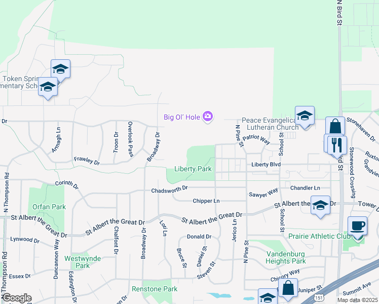 map of restaurants, bars, coffee shops, grocery stores, and more near 1509 Hidden Valley Road in Sun Prairie