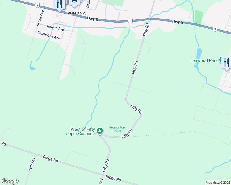 map of restaurants, bars, coffee shops, grocery stores, and more near 16 Concession Road in Hamilton