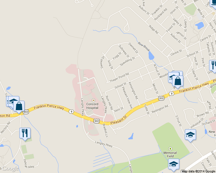 map of restaurants, bars, coffee shops, grocery stores, and more near 176 School Street in Concord