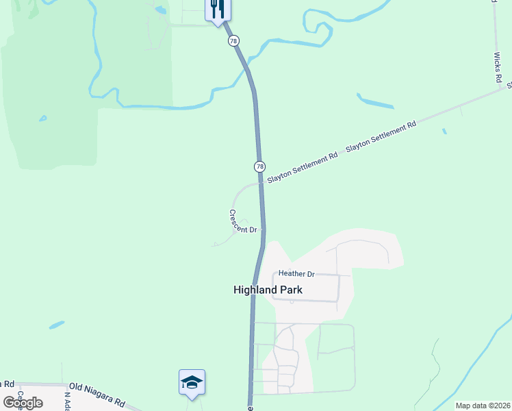 map of restaurants, bars, coffee shops, grocery stores, and more near 4366 Lake Avenue in Lockport