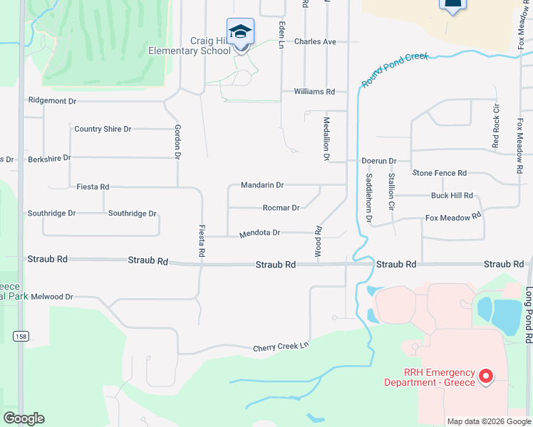 map of restaurants, bars, coffee shops, grocery stores, and more near 79 Rocmar Drive in Rochester