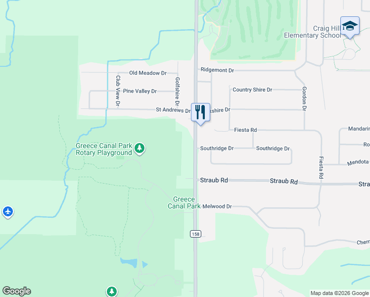 map of restaurants, bars, coffee shops, grocery stores, and more near 223 Elmgrove Road in Rochester