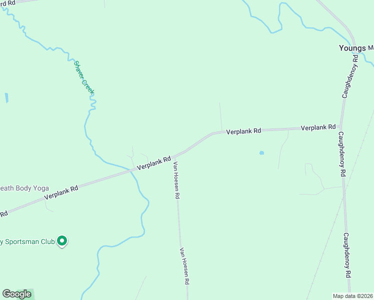 map of restaurants, bars, coffee shops, grocery stores, and more near Verplank Road in Clay