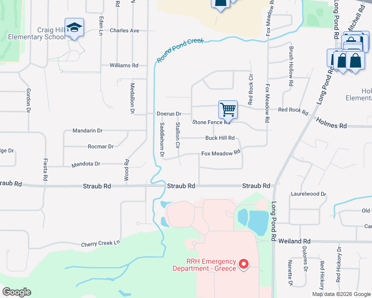 map of restaurants, bars, coffee shops, grocery stores, and more near 34 Saddlehorn Drive in Rochester