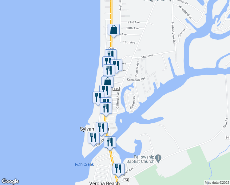 map of restaurants, bars, coffee shops, grocery stores, and more near 231 11th Avenue in Blossvale