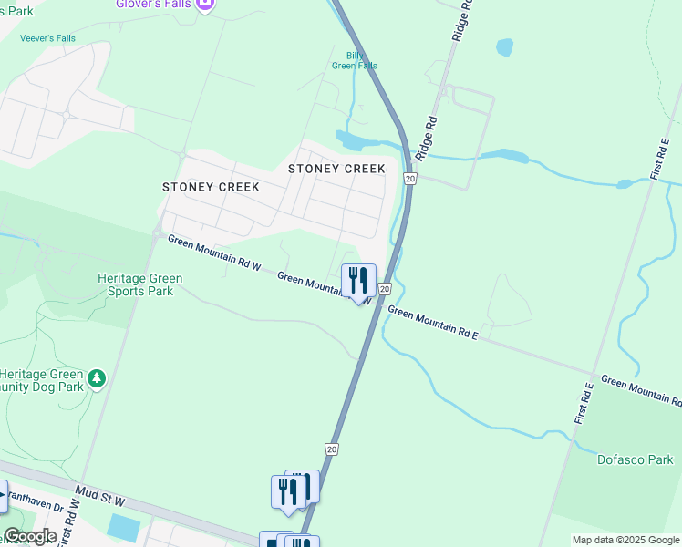 map of restaurants, bars, coffee shops, grocery stores, and more near 3 Allcroft Court in Hamilton