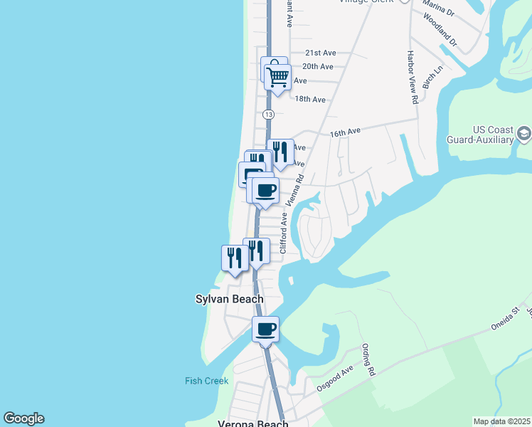 map of restaurants, bars, coffee shops, grocery stores, and more near 1004 Main Street in Blossvale