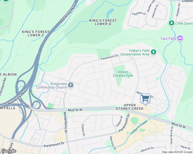 map of restaurants, bars, coffee shops, grocery stores, and more near 36 Ainsworth Street in Hamilton