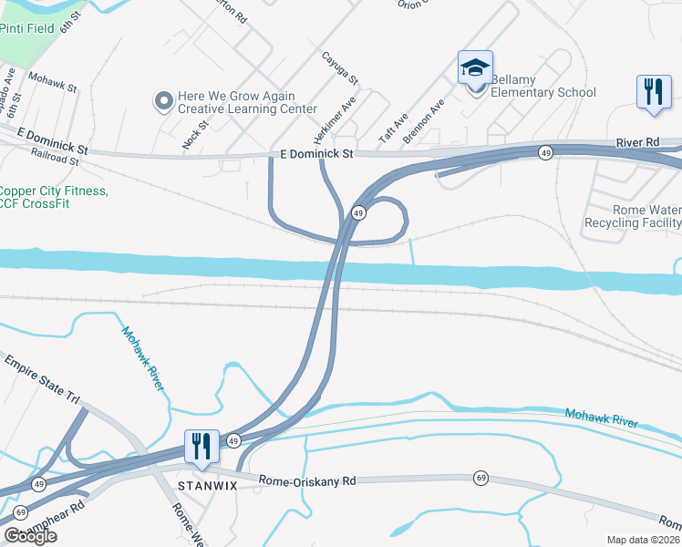 map of restaurants, bars, coffee shops, grocery stores, and more near New York 365 in Rome