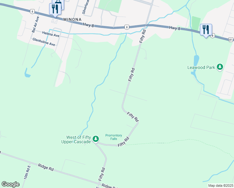 map of restaurants, bars, coffee shops, grocery stores, and more near 16 Concession Road in Hamilton