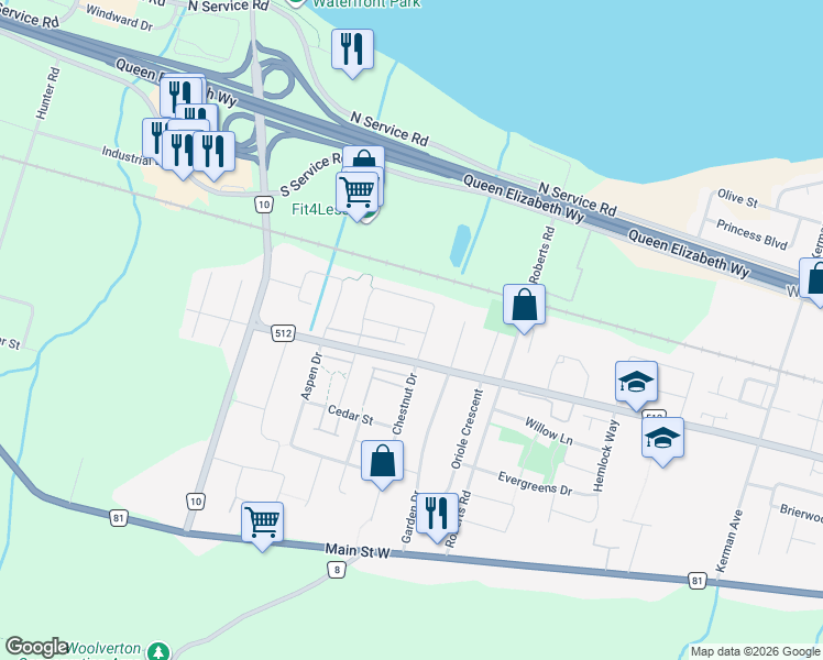 map of restaurants, bars, coffee shops, grocery stores, and more near 4 Elderberry Avenue in Grimsby