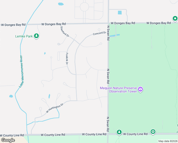 map of restaurants, bars, coffee shops, grocery stores, and more near 10004 Concord Drive in Mequon