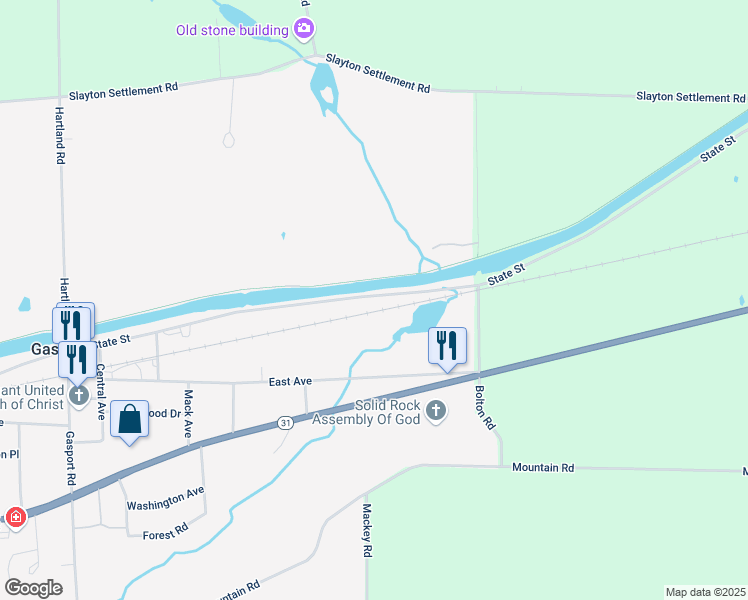 map of restaurants, bars, coffee shops, grocery stores, and more near 8486 Telegraph Road in Gasport