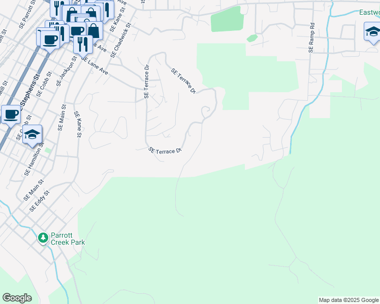 map of restaurants, bars, coffee shops, grocery stores, and more near 780 Southeast Summit Drive in Roseburg
