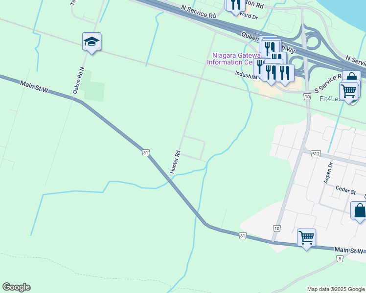 map of restaurants, bars, coffee shops, grocery stores, and more near 20 Hunter Road in Grimsby