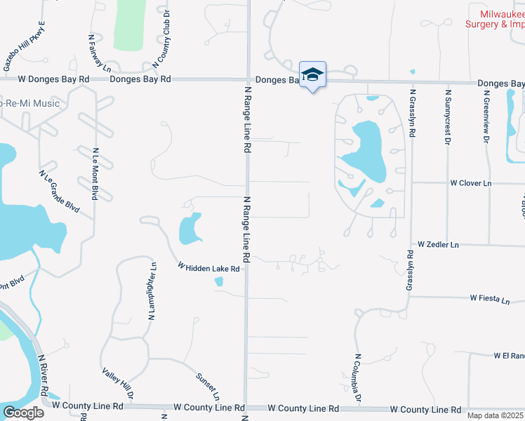 map of restaurants, bars, coffee shops, grocery stores, and more near 10060 North Range Line Road in Mequon