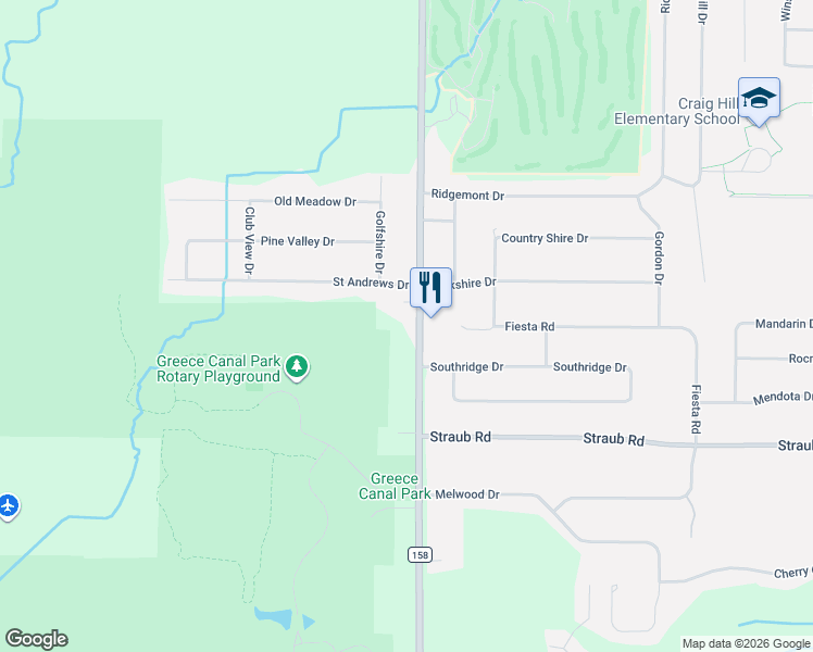 map of restaurants, bars, coffee shops, grocery stores, and more near 187 Elmgrove Road in Rochester