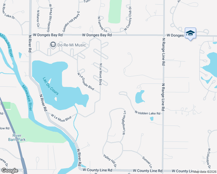 map of restaurants, bars, coffee shops, grocery stores, and more near 3317 West Riviera Court in Mequon