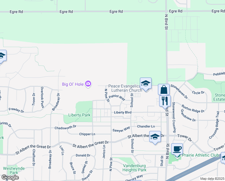 map of restaurants, bars, coffee shops, grocery stores, and more near 1225 Plymoth Rock Pass in Sun Prairie