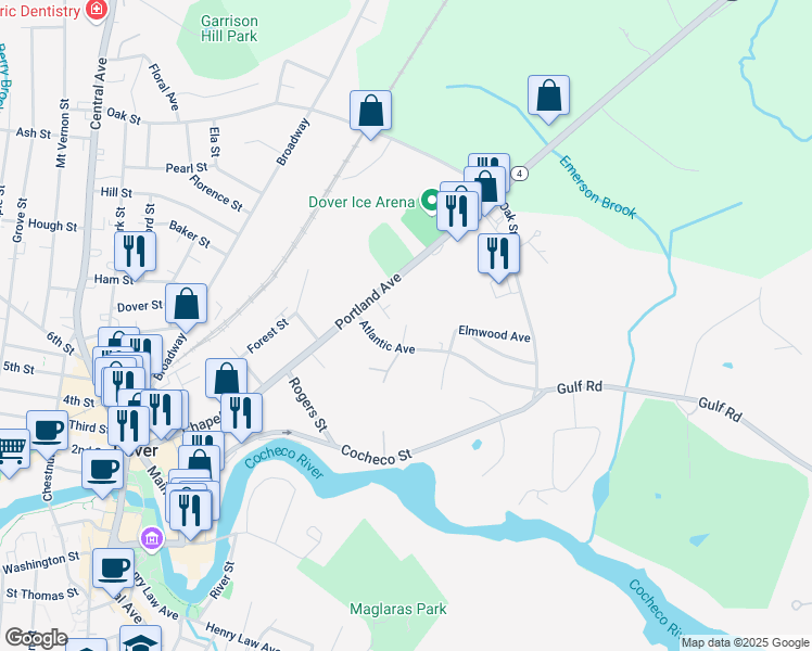 map of restaurants, bars, coffee shops, grocery stores, and more near 28 Magnolia Drive in Dover