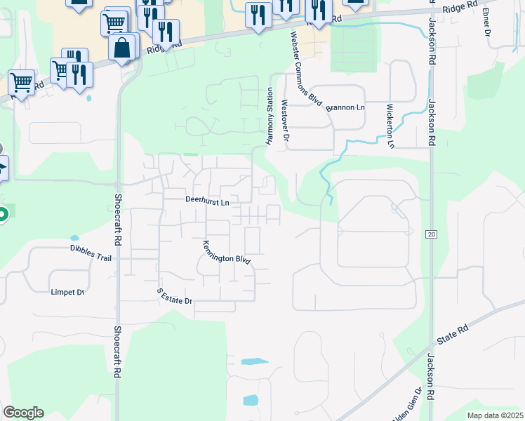 map of restaurants, bars, coffee shops, grocery stores, and more near 966 Summitville Drive in Webster