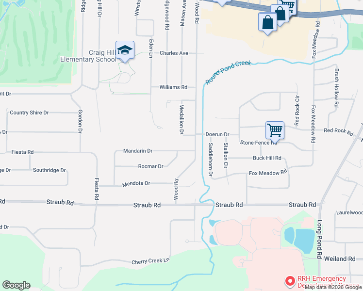 map of restaurants, bars, coffee shops, grocery stores, and more near 227 Mandarin Drive in Rochester