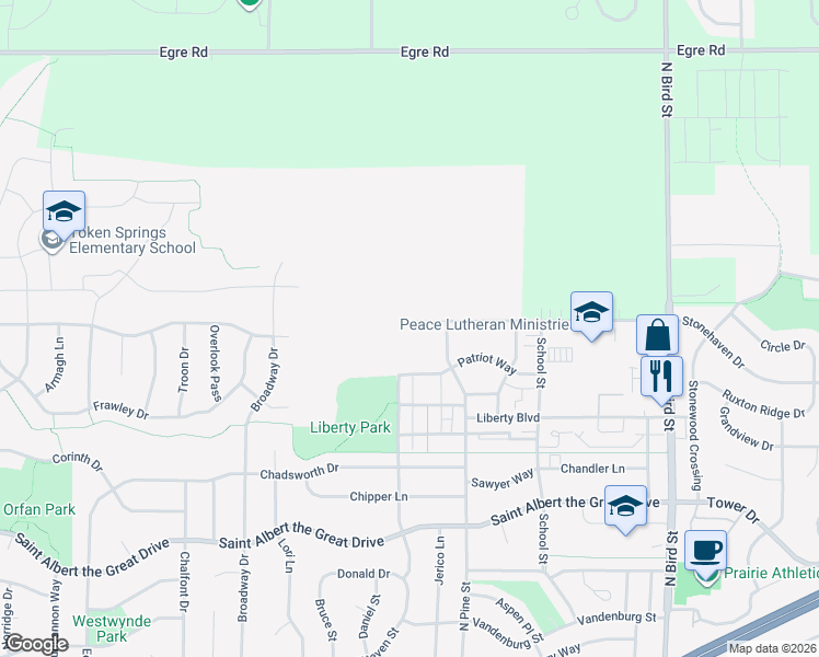 map of restaurants, bars, coffee shops, grocery stores, and more near 1380 Old Ironsides Way in Sun Prairie